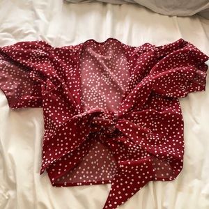 cropped tie blouse